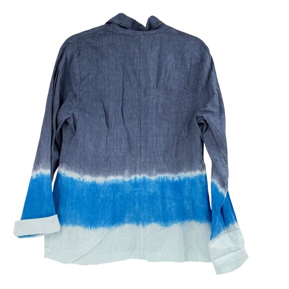 River + Sky Womens Day Trip Blazer Wash-Kingfisher Linen Blend Tie-Dye Size - Picture 2 of 11